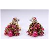 Image 2 : Pair Antique Indian Gold Topped Silver Ruby & Diamond Chandelier Earrings