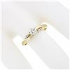 Image 3 : Petite 14K TT Gold Round Brilliant Diamond Solitaire w/ Accents Engagement Ring