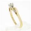Image 7 : Petite 14K TT Gold Round Brilliant Diamond Solitaire w/ Accents Engagement Ring