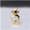 Image 2 : 18K Yellow Gold Pendant with Rubies & Emerald Cut Topaz