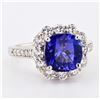 Image 3 : 4.00 ctw Tanzanite and 1.20 ctw Diamond Platinum Ring