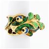 Image 1 : Vintage 18K Yellow Gold Multi Color Enamel Large Dragon or Fish Wrap Band Ring