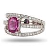 Image 2 : 1.72 ctw Pink Sapphire and 0.60 ctw Diamonds Platinum Ring