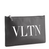 Image 1 : Valentino VLTN Zip Clutch Printed Leather Black