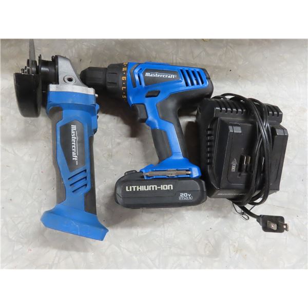 cordless kit mastercraft 20v lithium drill and angle grinder