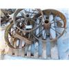 Image 1 : four vintage steel wagon wheels