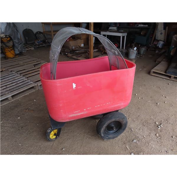 feed cart wagon with spare wheel inside