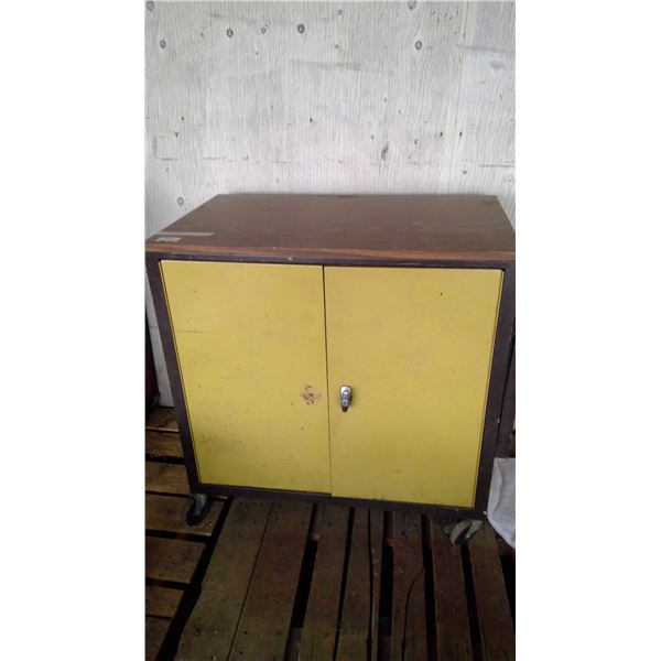 Large metal storage cabinet on rollers 37 W x 38 H X22 D