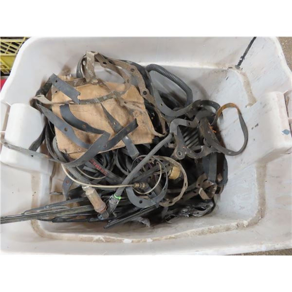 tote of misc gaskets , auto parts , fuel lines , misc