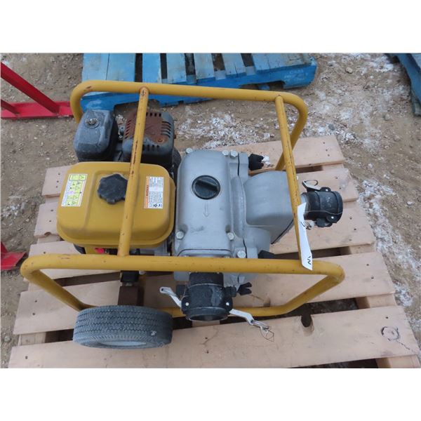 thrash pump with compression on wheels in good shape