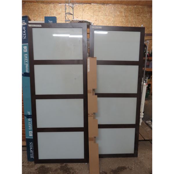 sliding frosted glass doors with hardware 31"x78" one door damaged