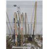 Image 1 : shovel, tool handles and wood stove shovel and poker