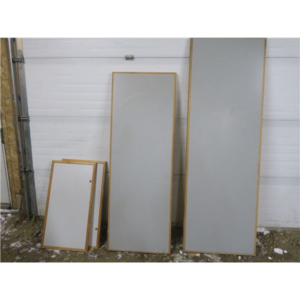 2 restaurant table tops (28 x84  & 25.5 x72 ) and 2 cupboard doors (20 x37 )