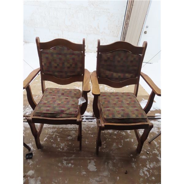 pair of wooden chairs