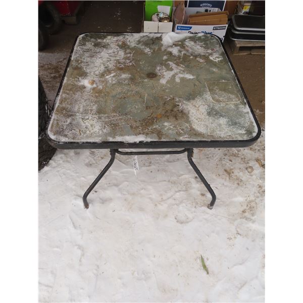 square glass patio table