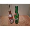Vintage Moussy non-alcoholic beer bottle, product of Switzerland and Vintage 7 Up Pop Soda green gla