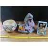 Image 1 : decorative bowl, ceramic native art and native doll