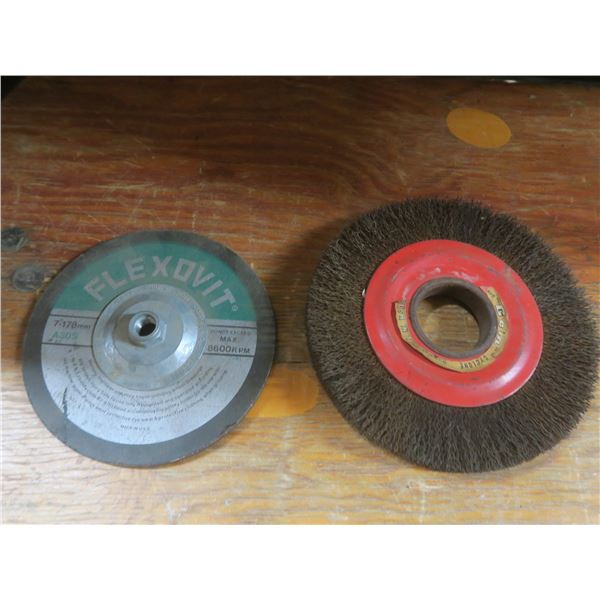 8" wire brush wheel and 7" grinding disc