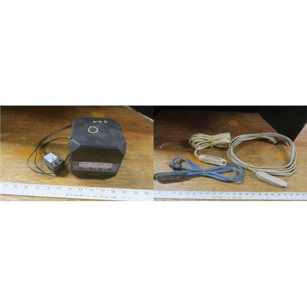 3 extension cords & Sylvania radio alarm clock