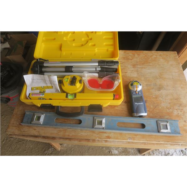 level, tripod laser level and stud finder