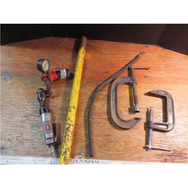 Two c-clamps, breaker bar, air sockety, regulator