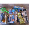 Image 1 : assorted lot - knife sharpener, slingshot, pens, fly traps, etc.