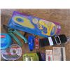 Image 5 : assorted lot - knife sharpener, slingshot, pens, fly traps, etc.