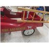 Image 18 : 2000s Instep Metal Pedal Fire Truck with Wood Ladder and Bell 38'' x 22'' 