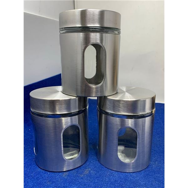 Glass Canister with Stainless Steel (3pcs)