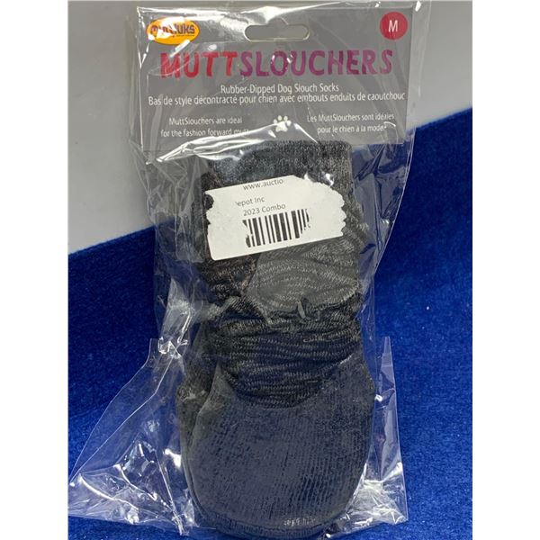 Mutt Slouchers Rubber-Dipped Dog Slouch Socks(M)