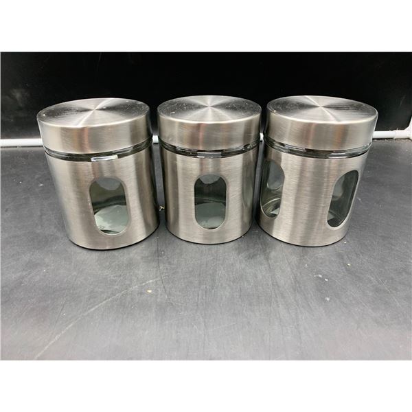 Glass and Stainless Steel Cannister 3pcs