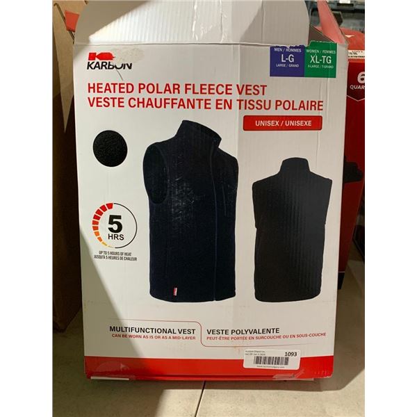 Karbon Heated Polar Fleece Vest Unisex Mens L / Ladies XL