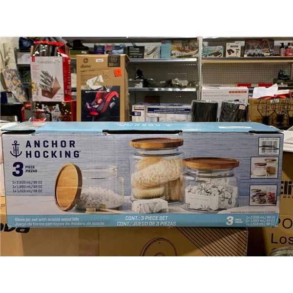 Anchor Hocking 3pc Glass Jar Set with Acacia Wood Lids