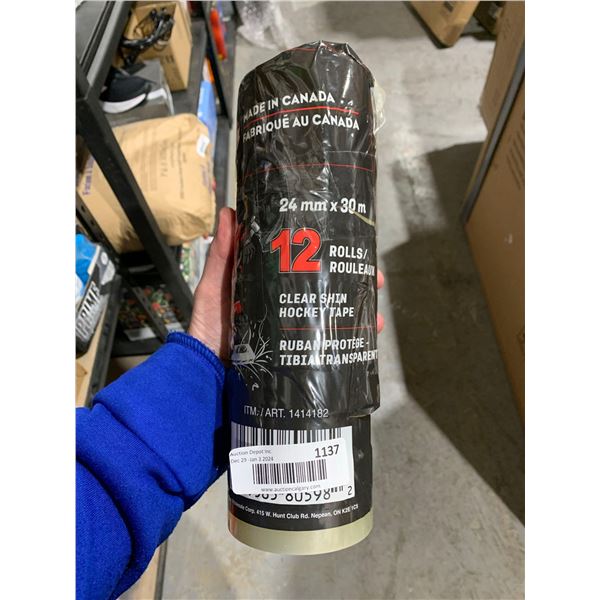 12 Rolls 24mm x 30m Clear Shin Hockey Tape