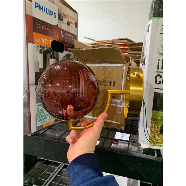 Debate Industrial Vintage Brass Wall Light with Colorful Ribbed Glass Ball Lamp Shade Retro G9 LED W