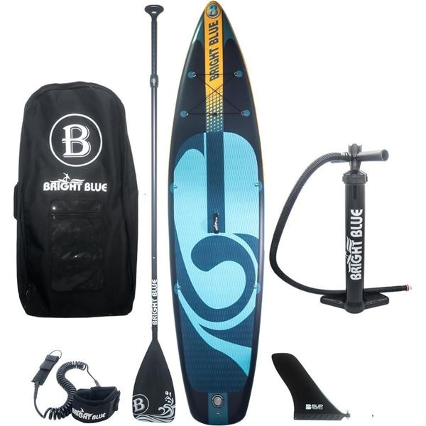 BRIGHT BLUE 11'6" Inflatable Stand Up Paddle Board (6" Thick) with Pump, Paddle, Fin  94x38x28cm - B