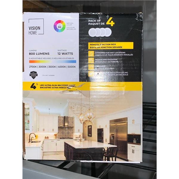 Vision Home Pack of 4 LED Ultra-Slim Recessed Light