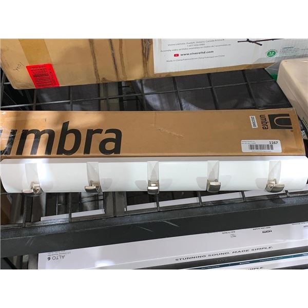 Umbra Flip 5-Hook Wall Mounted Coat Rack, Modern, Sleek, Space-Saving Coat Hanger with 5 Retractable