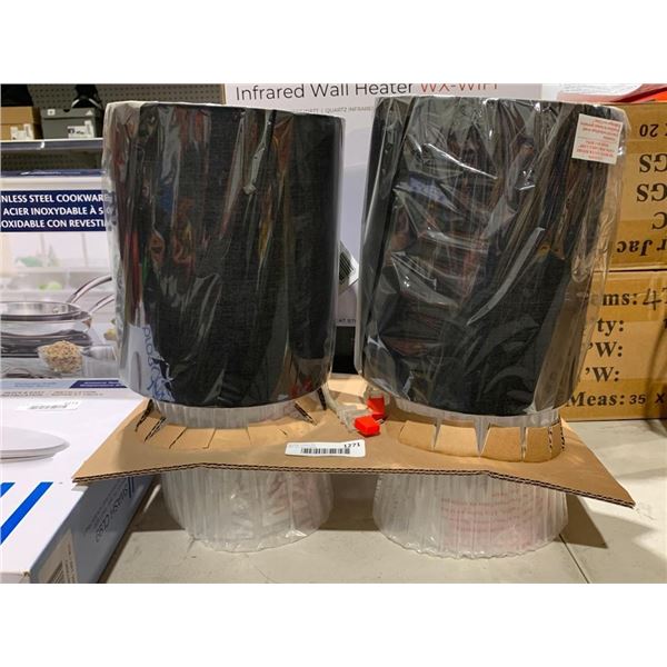 Lot of 2 Glass Base Table Lamps with Black Shades