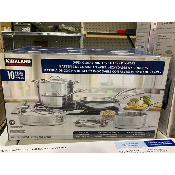 Kirkland 10pc 5-Ply Clad Stainless Steel Cookware