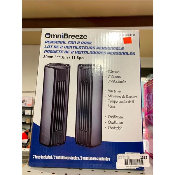 Omni Breeze Dual Pack Personal Osculating Table Fans