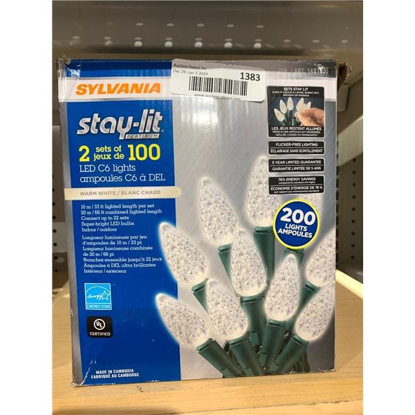 Sylvania Stay-Lit Platinum 2 Sets of 100 LED C6 Lights Warm White