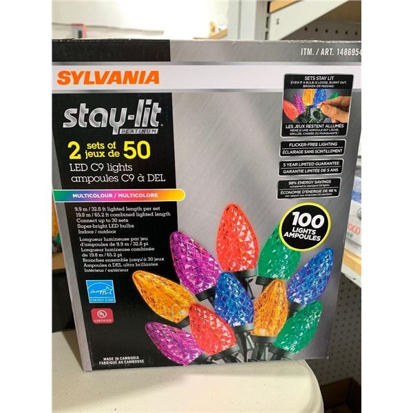 Sylvania Stay-Lit 2 Sets of 50 LED C9 Lights Multicolor
