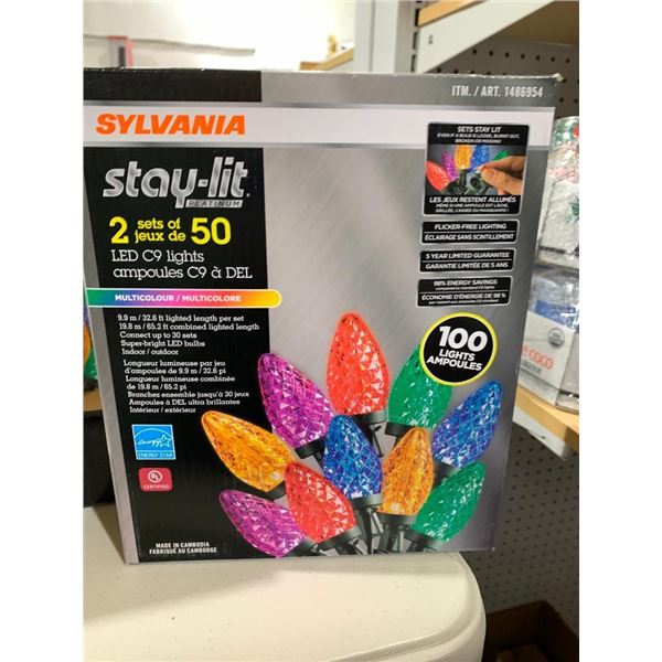 Sylvania Stay-Lit 2 Sets of 50 LED C9 Lights Multicolor