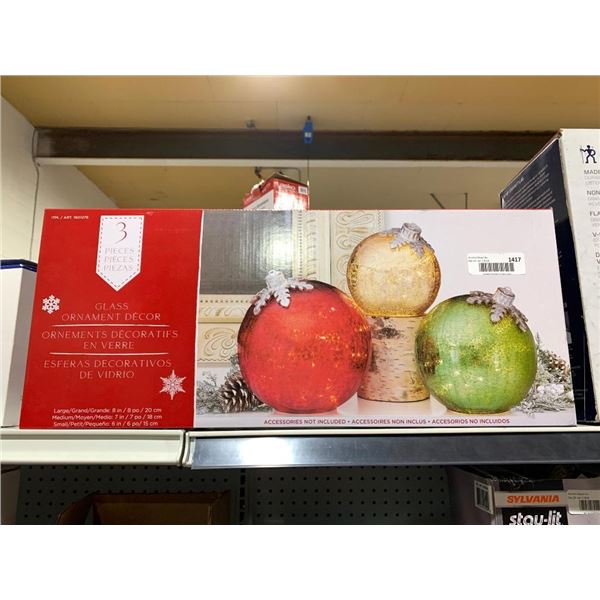 3 piece glass ornament decor