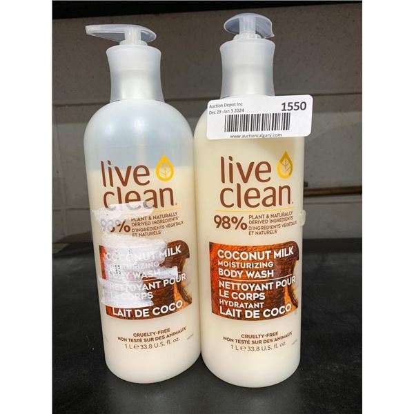 Live Clean Coconut milk body wash 2 x 1L