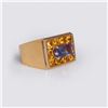 Image 2 : 18K Gold Iolite & Yellow Sapphire Ring