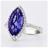 Image 2 : 4.09 ctw Tanzanite and 0.40 ctw Diamond 18K White Gold Ring