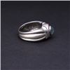 Image 3 : Heavy 18K White Gold & Blue Lace Agate Cabochon Ring