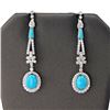 Image 1 : 4.71 ctw Turquoise and 1.87 ctw Diamond 14K White Gold Earrings